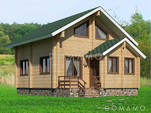 Проект дачного дома с мансардой до 100 м. кв. из клееного бруса