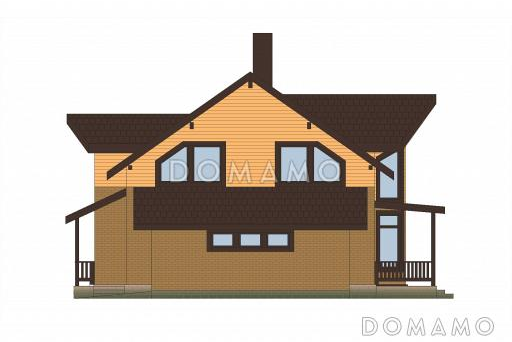 Проект каркасного дома с эркером и гаражом для одной машины / Фасад 2