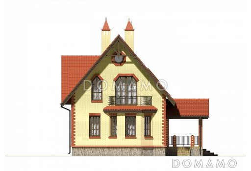 Проект компактного коттеджа с двускатной кровлей / Фасад 4