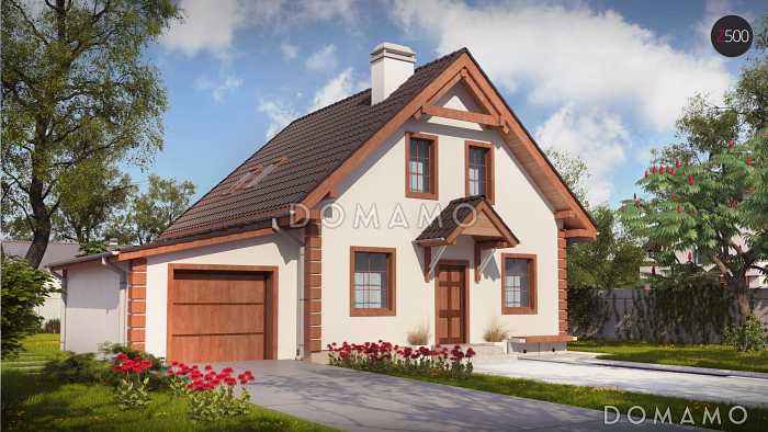 Проект одноэтажного дома из газобетона с мансардным этажом и гаражом