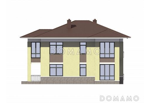 Проект кирпичного дома с французскими балконами / Фасад 4