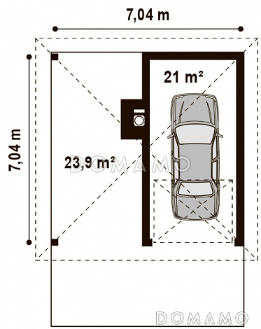 Проект одноместного гаража из газобетона с барбекю на террасе / План 1 этажа