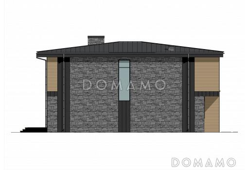 Проект дома в стиле хай-тек с 3 спальнями, большой гостиной, сауной и двухместным автонавесом / Фасад 2