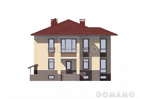 Проект кирпичного дома с подвалом / Фасад 2