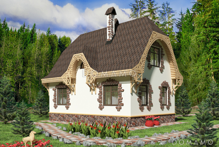 Проект небольшого дома из газобетона в русском стиле