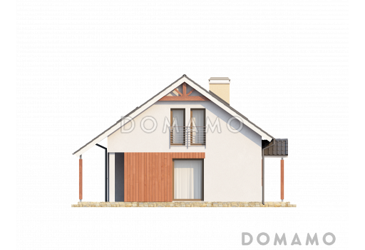 Проект уютного мансардного дома из кирпича с тремя спальнями и кабинетом / Фасад 3