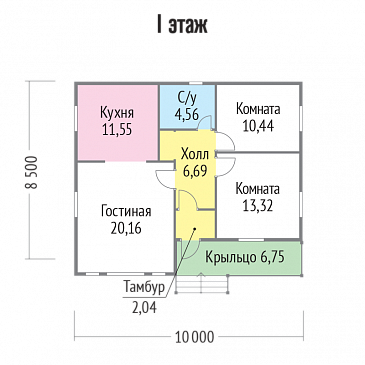 Проект изысканного каркасного дома / План 1 этажа