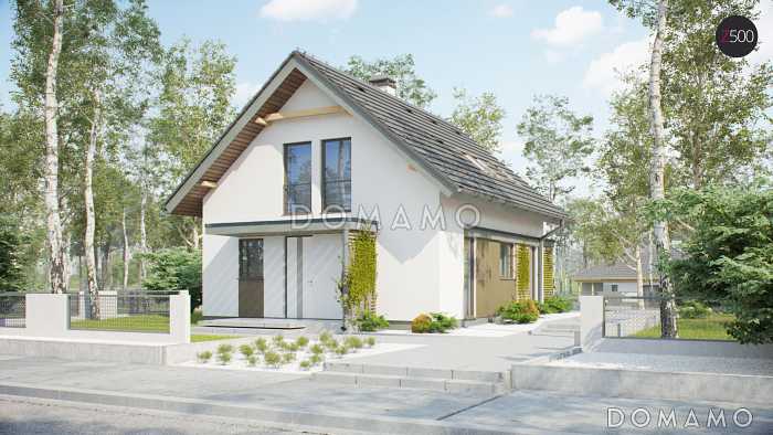 Проект компактного одноэтажного мансардного дома из газобетона с тремя спальнями и кабинетом