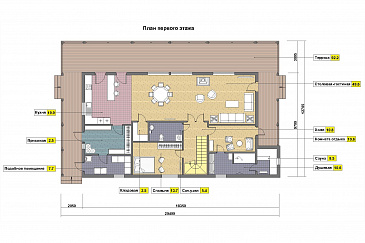 Проект кирпичного дома в стиле шале / План 1 этажа